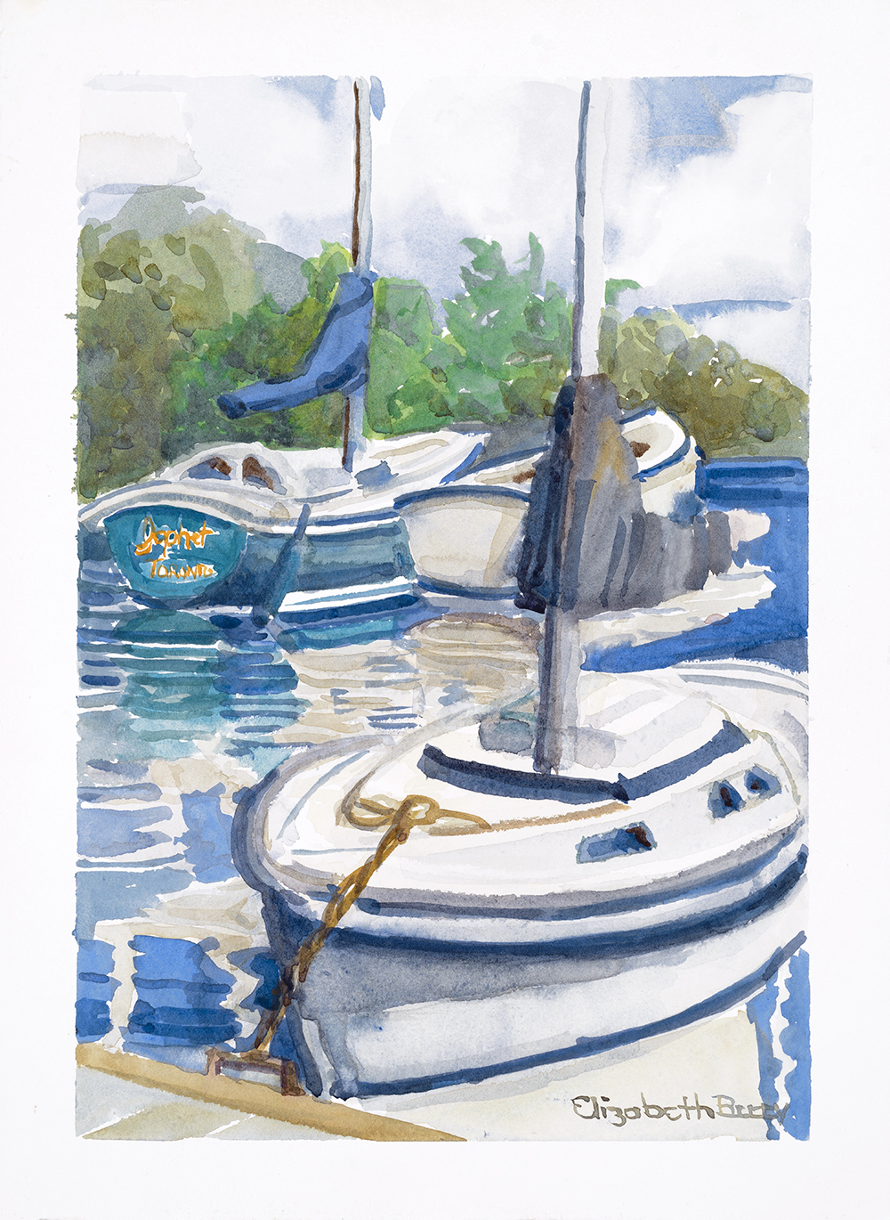 Ashbridge Boats Elizabeth Berry Watercolour